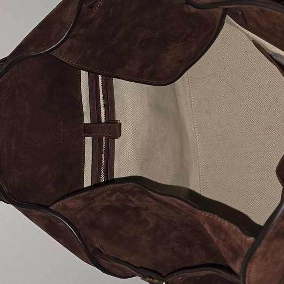 The Row Soft Margaux Suede Shoulder Bag - Dark Brown - Picture 8 of 16